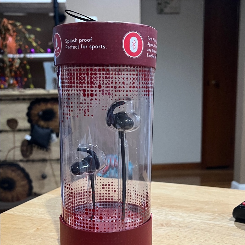 Red and Black Bluetooth Earbuds